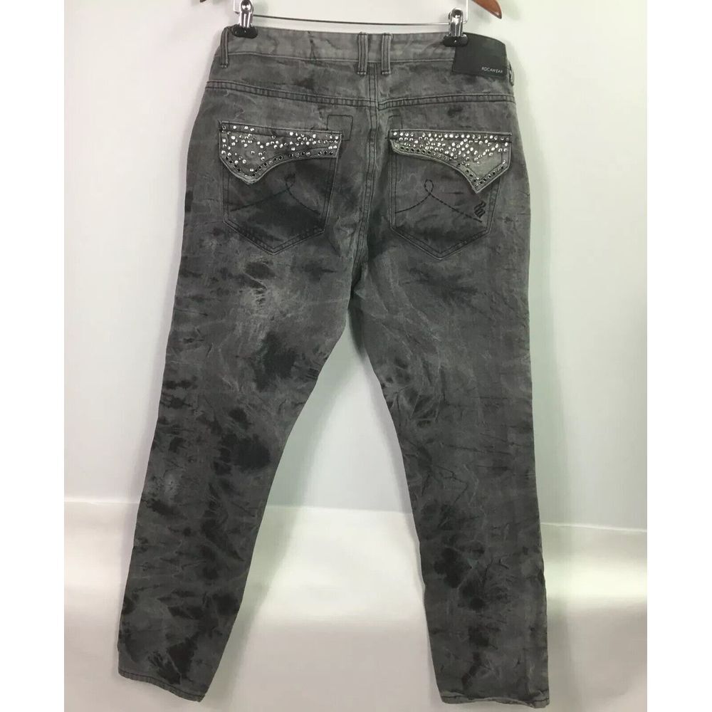 Rocawear Mens Jeans Distressed black gray Stonewashed Pants StreetWear Sz 40X32